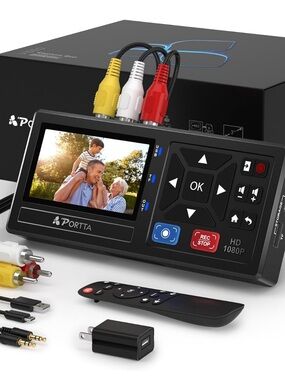 Portta VHS to Digital Converter, Video to Digital Recorder with Remote New